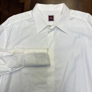 Eton Dress Shirt Mens 47 18.5 White Textured Concealed Placket French Cuff